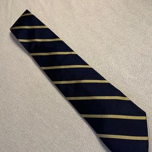 All silk Brooks Brothers blue with gold striped tie